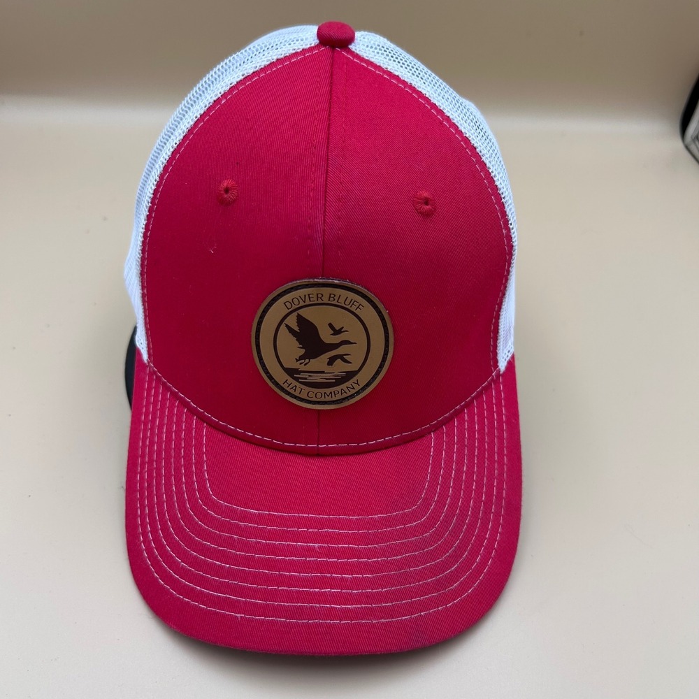 Dover Bluff Hat Company Red White Mesh Trucker Hat Snapback Duck Patch Cap